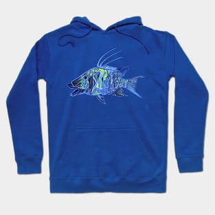 Neon Blue Green Hogfish - funky fish design Hoodie